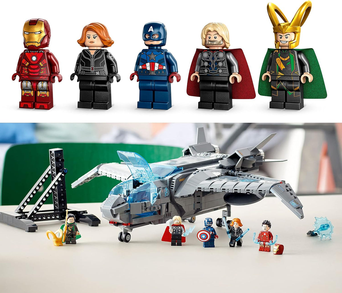 LEGO Marvel Los Vengadores Quinjet 76248, Juego de Construcción de Nave Espacial con Minifiguras de Thor, Iron Man, Viuda Negra, Loki y Capitán América, Saga del Infinito
