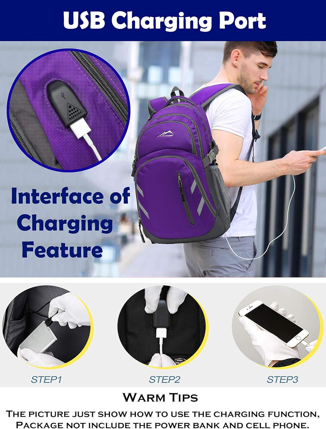 ProEtrade Mochila para viajes universitarios y portátiles con puert...