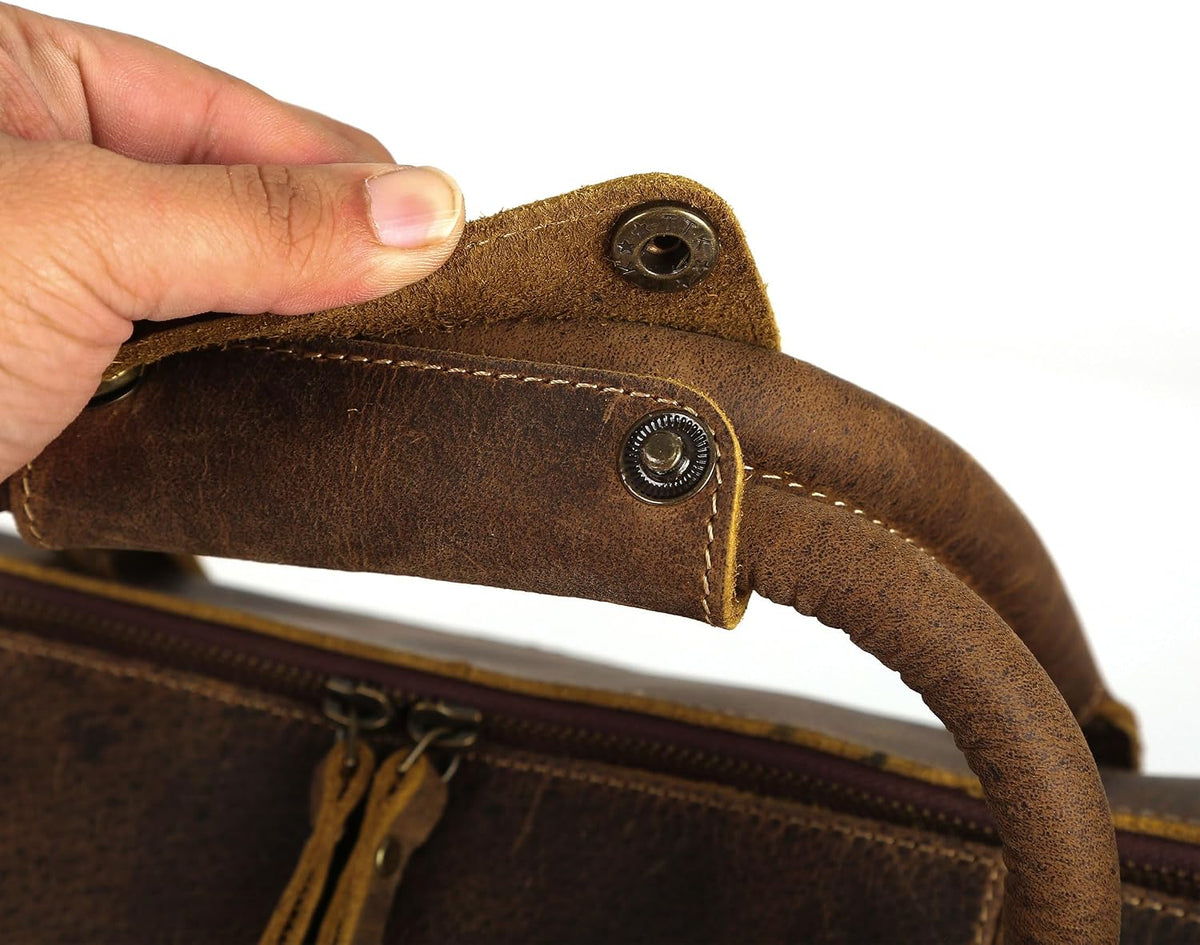 KomalC Bolsa de viaje de cuero, equipaje de mano para hombre y mujer