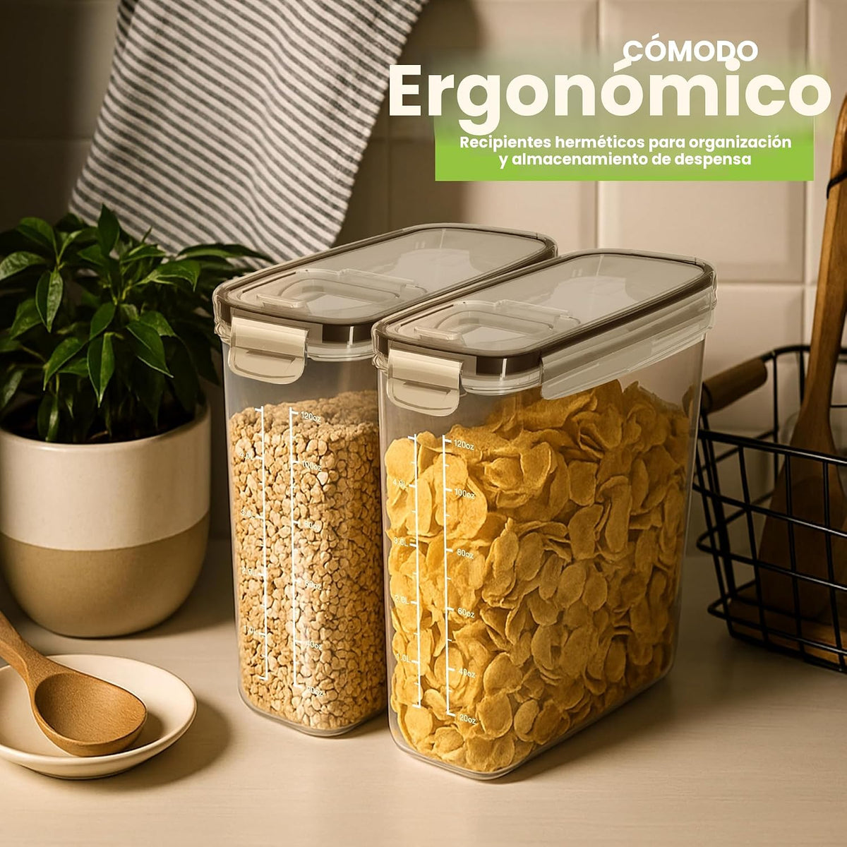 Utopia Kitchen - Juego de 4 recipientes para cereales con tapas, 4 unidades