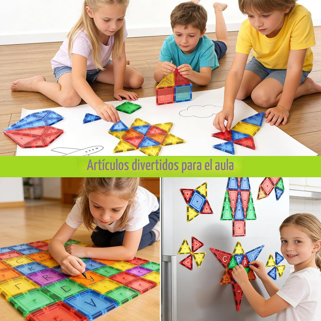 Coodoo Tiles Magnéticos para Niños Juguetes STEM Juguete Magnético de Construcción para Bebé Bloques Magnéticos para Desarrollo Preescolar Aprendizaje Sensorial Montessori Juguetes para Niños y Niñas de 3+ Años, Creatividad Segura para Niños Pequeños
