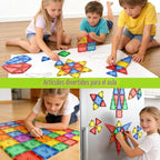 Coodoo Tiles Magnéticos para Niños Juguetes STEM Juguete Magnético de Construcción para Bebé Bloques Magnéticos para Desarrollo Preescolar Aprendizaje Sensorial Montessori Juguetes para Niños y Niñas de 3+ Años, Creatividad Segura para Niños Pequeños