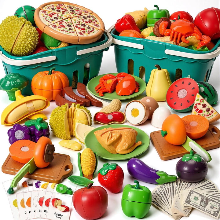 Cutting Play Food Toys, 115 piezas de accesorios de cocina de juego...