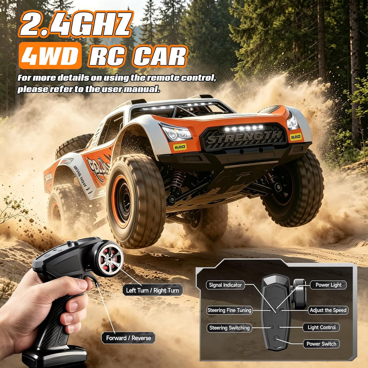 Autos RC rápidos sin escobillas 1/16 para adultos Fast 50+ KMH 4WD Off-Road de alta velocidad sin escobillas de control remoto con 2 baterías LiPo de 7.4V 2000mAh