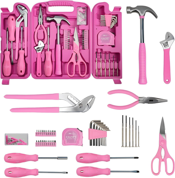 Juego de herramientas rosas para mujer, juego de herramientas peque...