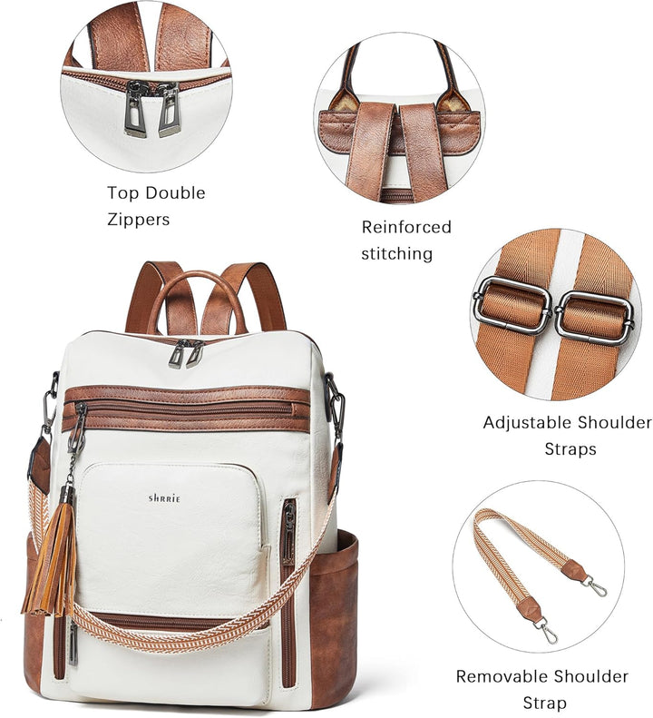 Shrrie - Mochila vegana de cuero para laptop de 14 pulgadas para mu...