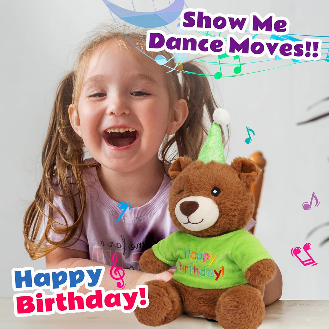 Cuteoy Oso de peluche musical de feliz cumpleaños, juguete de peluc...