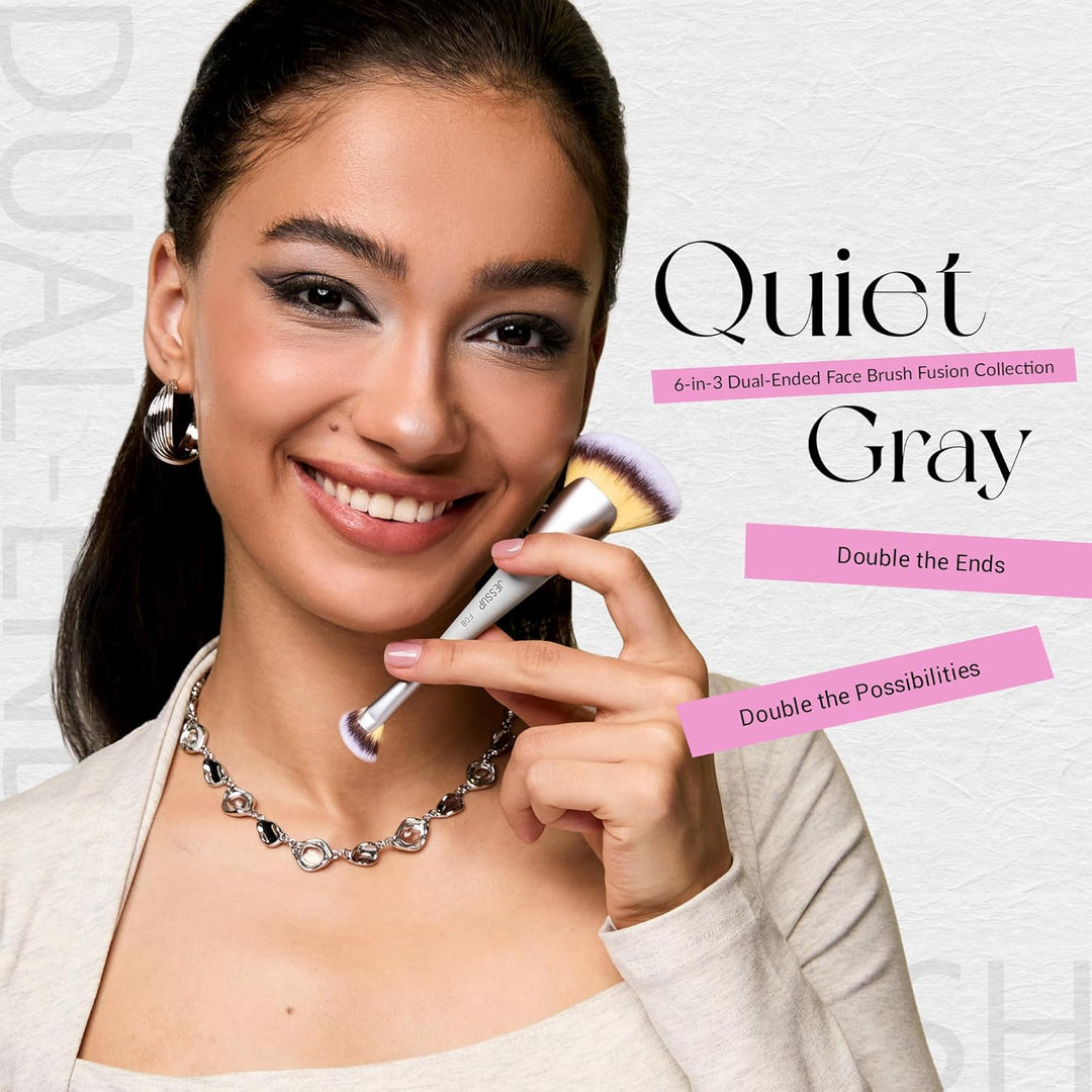 Jessup Juego de 3 brochas de maquillaje facial de doble cara para b...