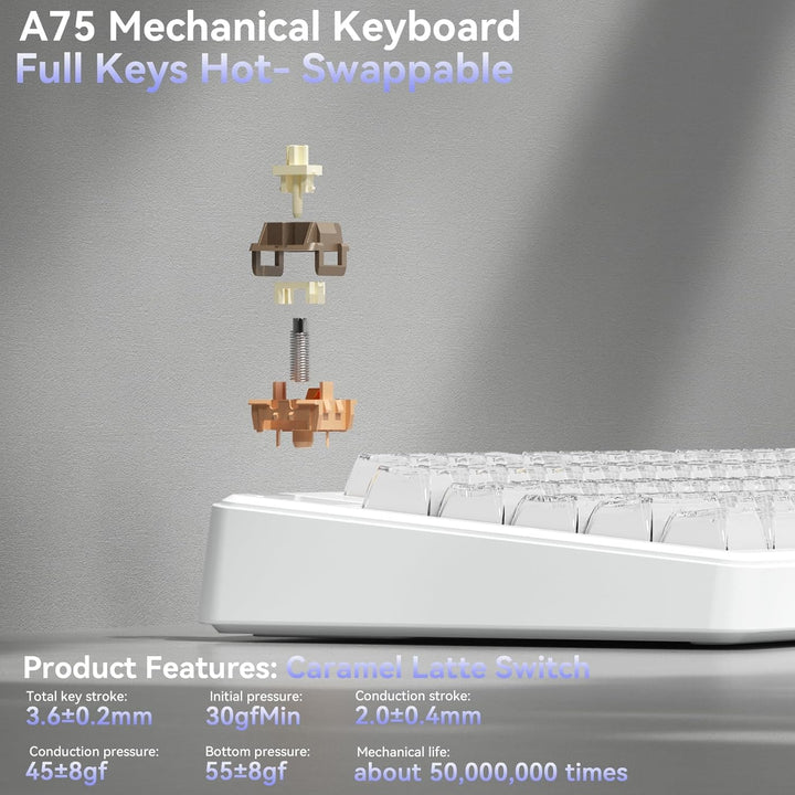 SOLAKAKA Teclado inalámbrico A75 para juegos con perilla multifunci...
