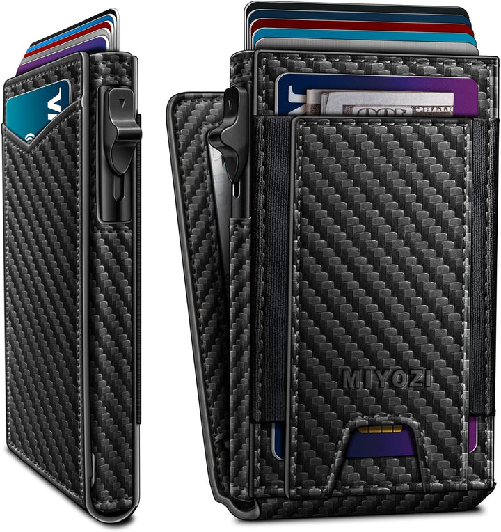 miyozi Cartera para hombre, tarjetero desplegable delgado, con bloq...