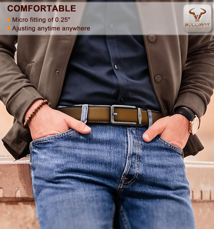 BULLIANT Cinturón de trinquete para hombre, 2 unidades, cinturón de...