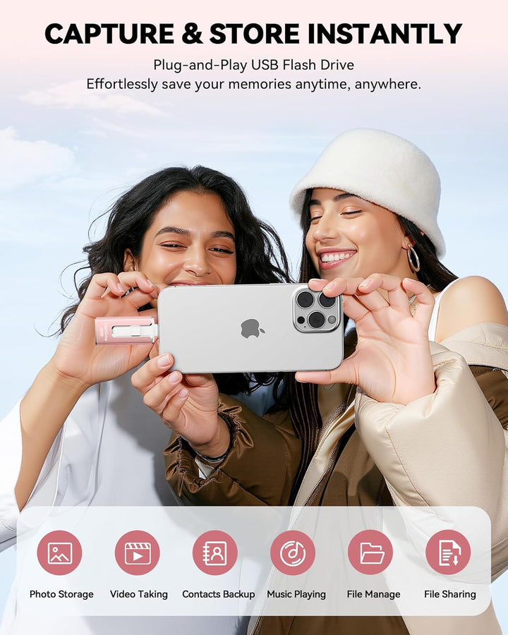 Unidad flash de 256 GB con certificación MFi para iPhone iPad, Phot...
