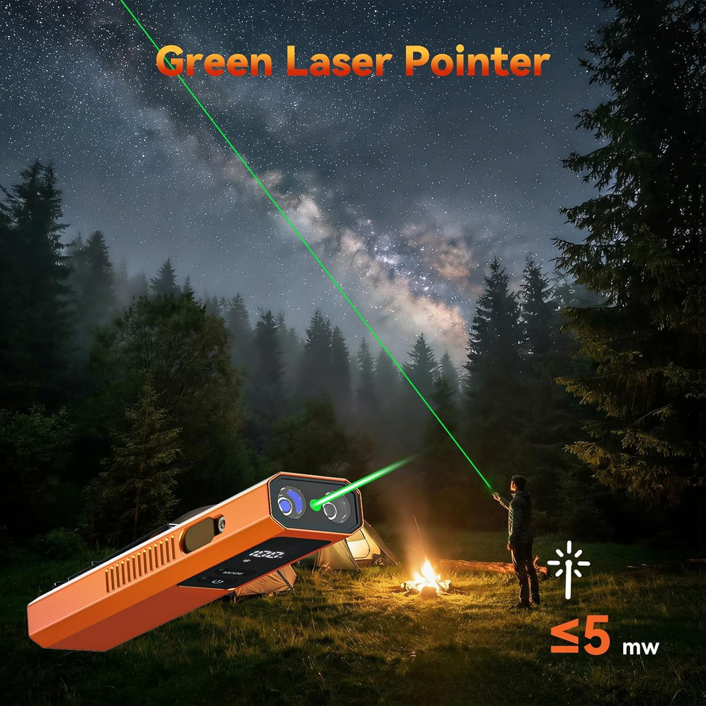 Linterna plana EDC 4 en 1, puntero láser verde, luz UV, peine