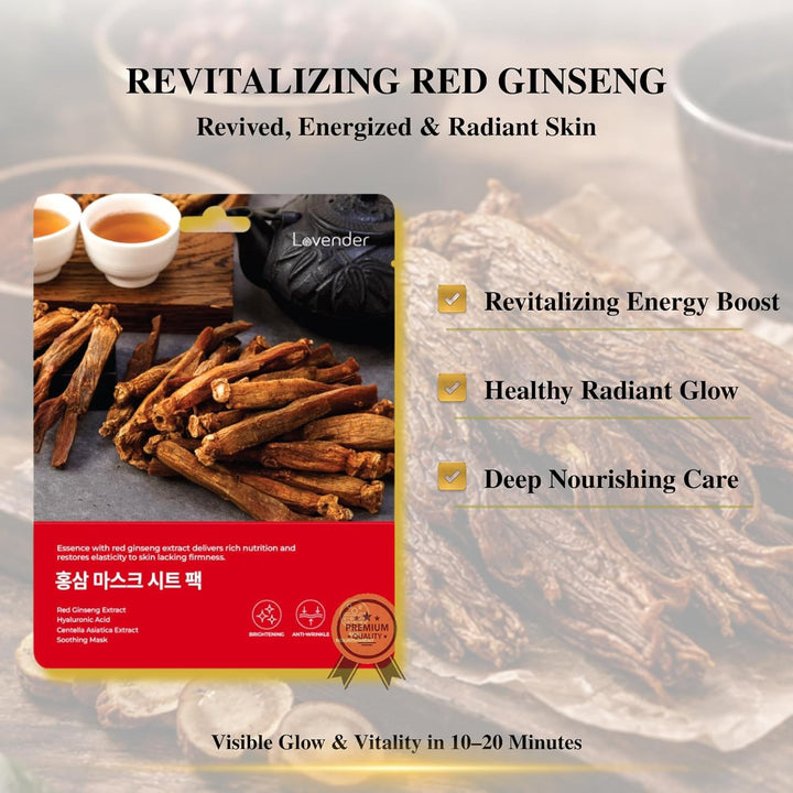 Mascarilla de hoja de ginseng rojo coreano, paquete de 10 unidades,...