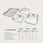All-Clad Juego de 5 sartenes de acero inoxidable para hornear consistente, incluye bandejas cuadradas y rectangulares, bandejas para hornear y estante de enfriamiento, utensilios profesionales de