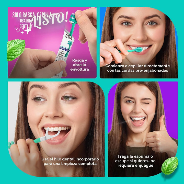 GuruNanda Cepillo de dientes desechable listo para usar de 6 en 1,...