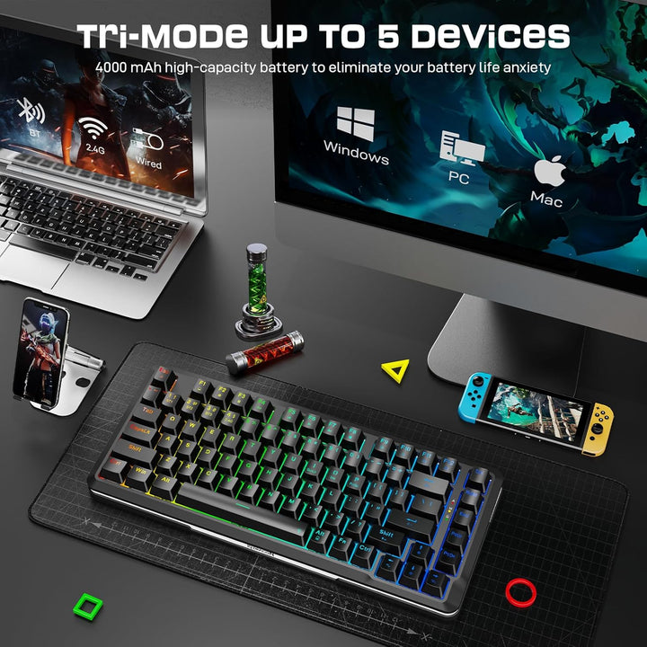 Redragon K713 Teclado mecánico inalámbrico, teclado para juegos RGB...