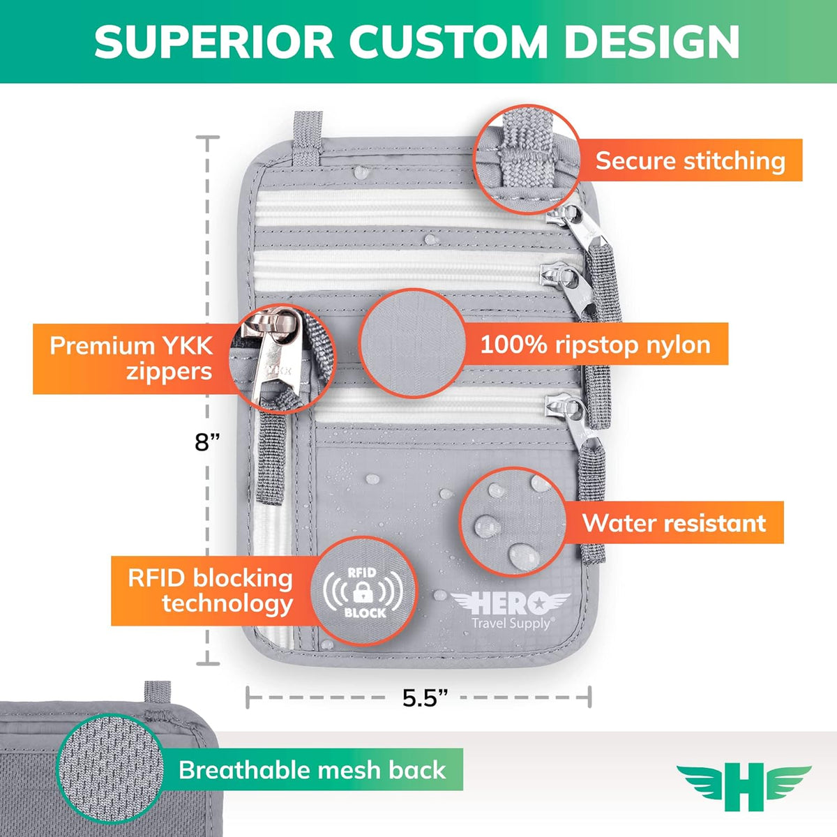 Cartera de Cuello HERO – Portapasaporte con Bloqueo RFID ...