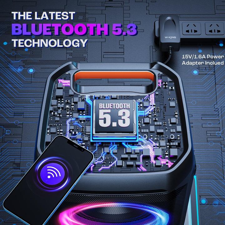 W-KING Altavoz Bluetooth portátil de 240 W, caja de auge fuerte con...