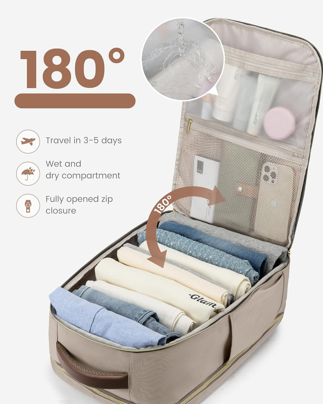LOVEVOOK Mochila de viaje de 50L para mujeres y hombres, mochila de...