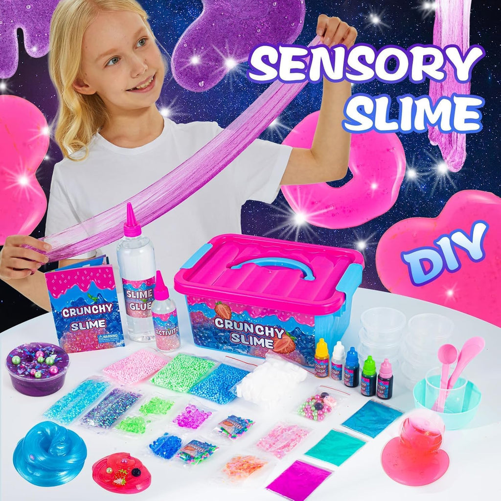 Kit de limo crujiente de unicornio para jardín de frutas, kit de limo brillante para pastel de pantalla de hielo, espuma, cubo de gelatina para recuerdos de fiesta, niños, niñas, cumpleaños, carnaval, tesoro, premios en el aula