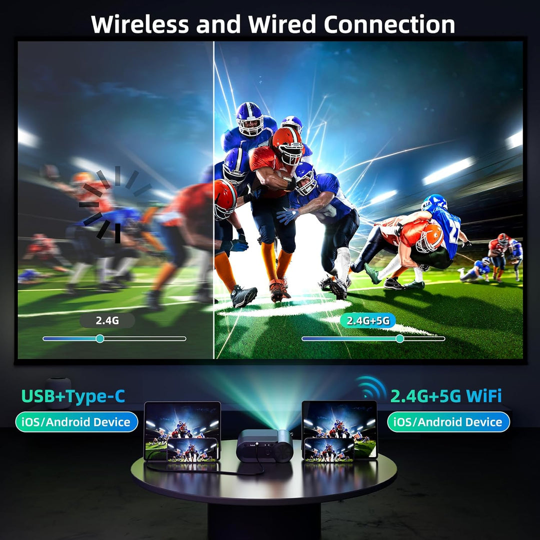 vamvo Proyector portátil WiFi Videoproyector 1080P 200" Proyect...