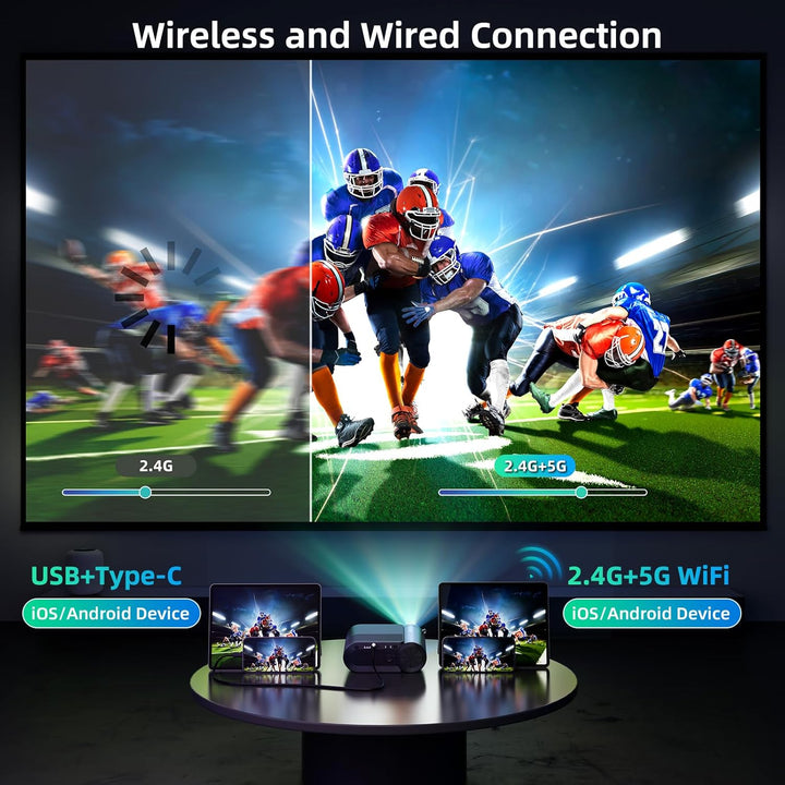 vamvo Proyector portátil WiFi Videoproyector 1080P 200" Proyect...