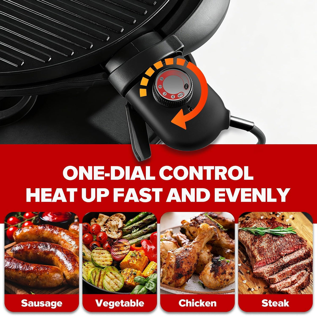 Techwood - Parrilla eléctrica, parrilla portátil 2 en 1 para interiores y exteriores, parrilla de soporte extraíble de 1750 W con placa antiadherente, plancha eléctrica para campamento, patio y patio