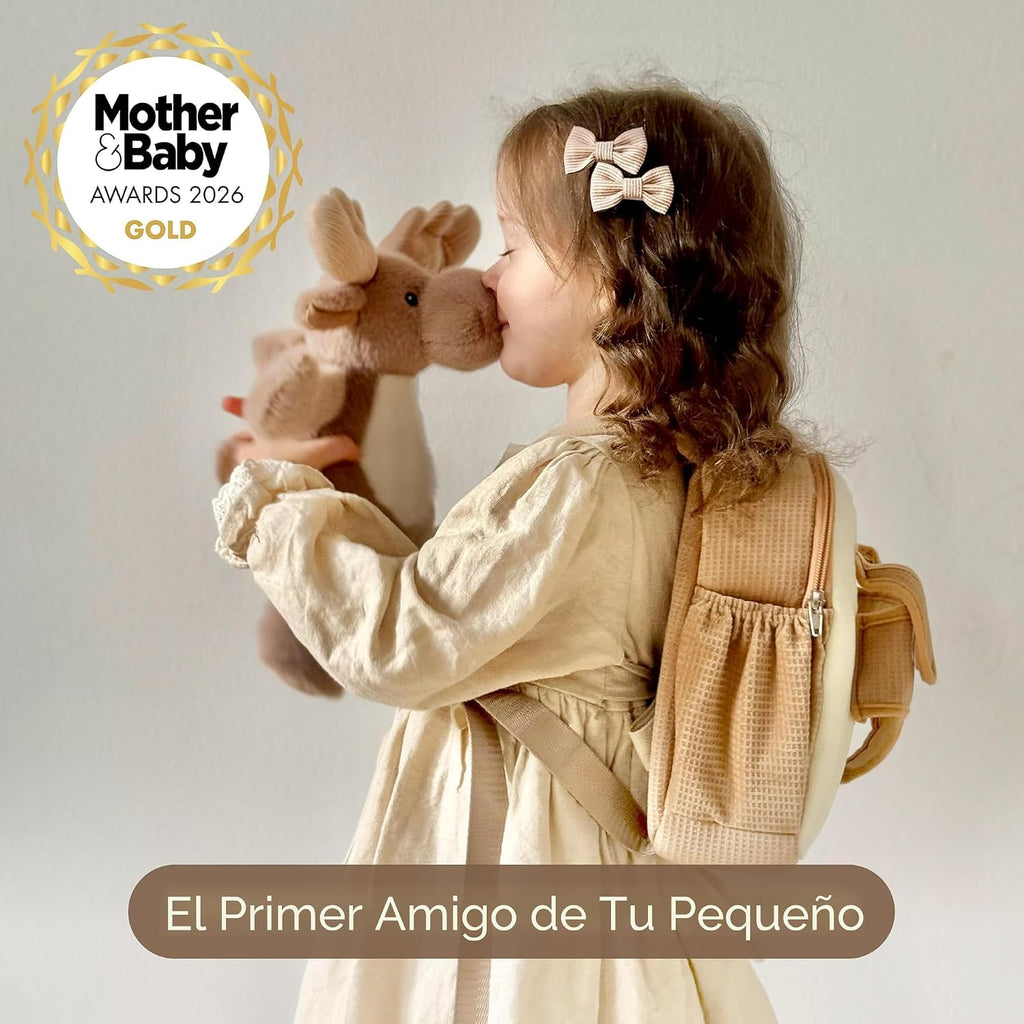 Moonkie Hug & Go™ Bunny - Mochila para niños pequeños, bolsa de felpa suave con juguete desmontable para niñas de 2 a 4 años, perfecta para guardería, viajes y regalos de cumpleaños