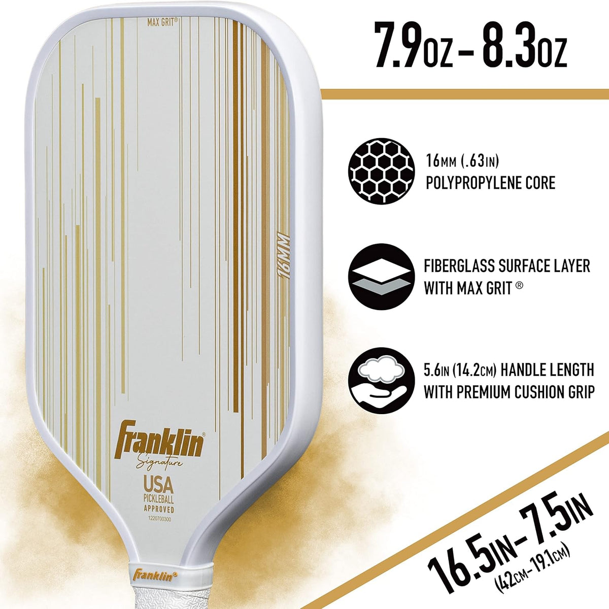 Franklin Sports Paletas Profesionales de Pickleball - Serie Signature Paleta Profesional de Pickleball con Superficie MaxGrit - Paletas de Pickleball Aprobadas para Torneos de Pickleball de EE. UU