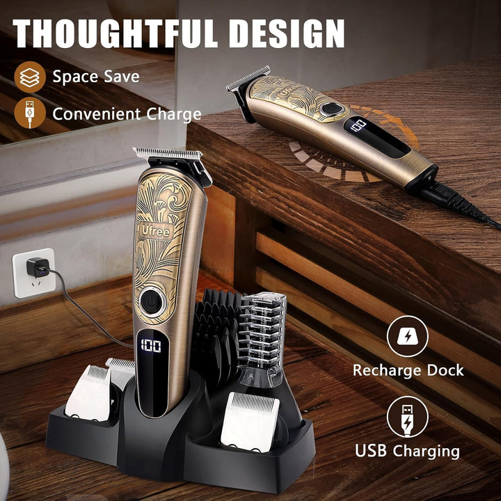 Ufree Regalos para hombres, recortadora de barba con soporte de car...