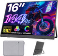 Upperizon Monitor portátil de 16 pulgadas 2K QHD 2560X1600 145% sRGB, 144Hz USB-C, 120Hz HDMI, monitor de viaje para laptop, MacBook, PC, Surface PS5 Xbox, pantalla externa con soporte y altavoz compatible con VESA