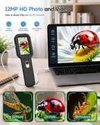 Lupa de Microscopio para Niños con Enfoque Automático y Cámara, 500x, Regalo STEM para Edades de 4 a 12 años