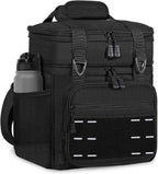 Bolsa de almuerzo con enfriador - Lonchera táctica aislada para hombres - Cubo de almuerzo grande y suave expandible para adultos, trabajo, al aire libre, turnos, viajes, negro, 16L