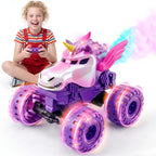 BEZGAR Camión monstruo rosa 1:18, coche de control remoto de unicornio para