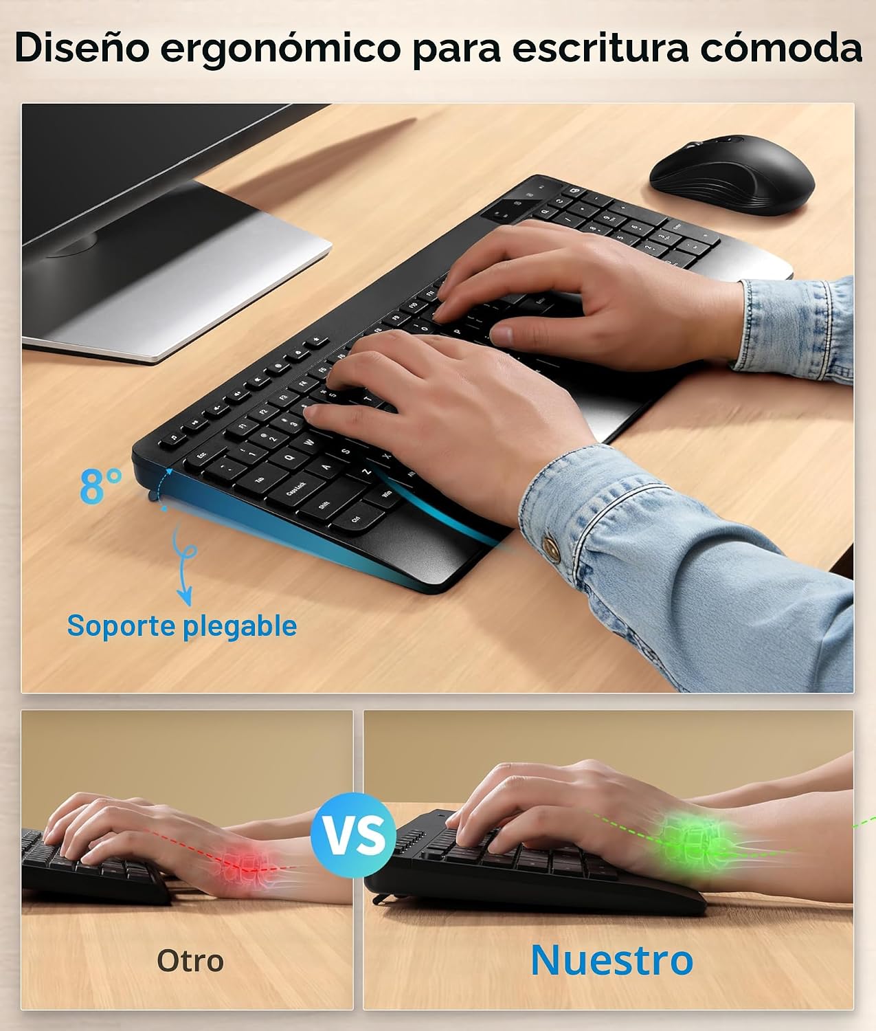 Combo silencioso de teclado y mouse inalámbricos: mouse silencioso...