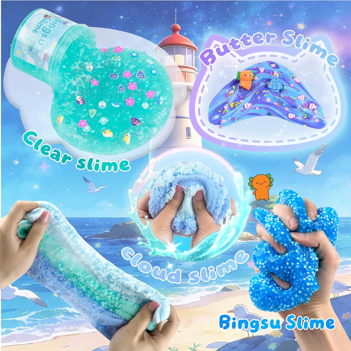 12 Pack Slimes, Blue Slime Kit, Clear Butter Slimes Cloud Slimes Fl...