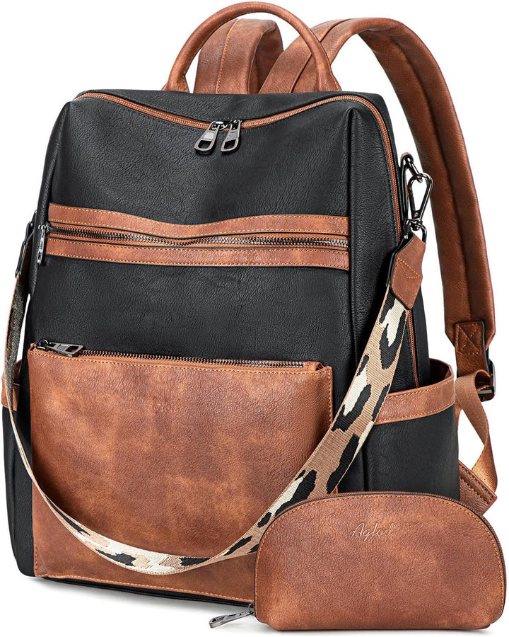 AGLOD Mochila de cuero vegano para computadora portátil para mujer,...