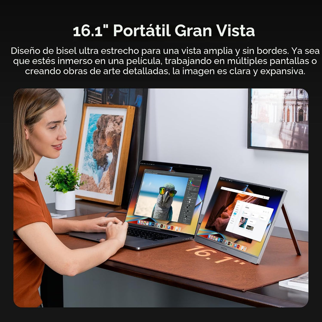ARZOPA \u2013 Monitor portátil 16.1 pulgadas FHD 1080p, 100% sRGB,...