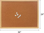 Tablón de anuncios de corcho, 24 x 36 pulgadas con marco de acabado de madera de roble, para pared, oficina, hogar y escuela