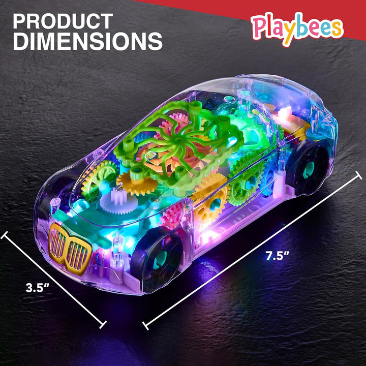 Playbees Juguete de coche transparente iluminado juguetes