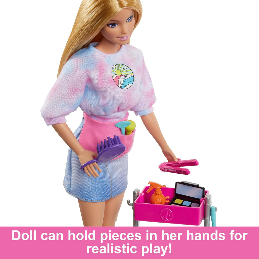 Muñeca Barbie Estilista y 14 Accesorios, Muñeca Rubia "Malibu&#...