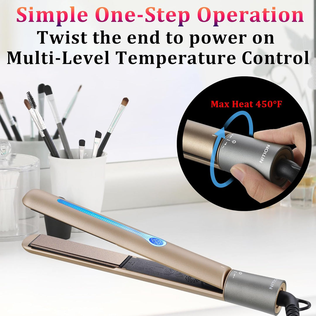 NITION - Plancha profesional de titanio para cabello, para un estil...