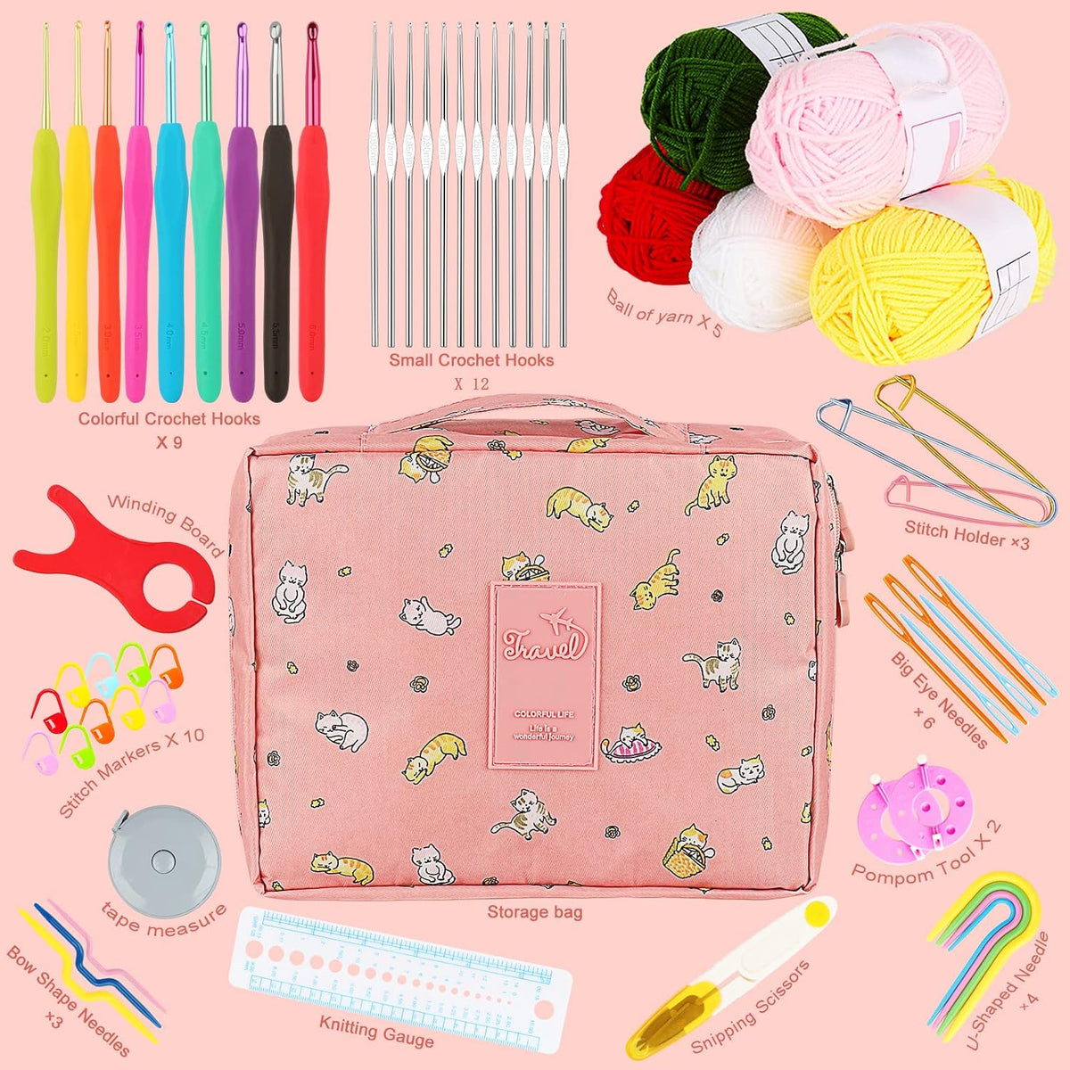 Aeelike Kit de ganchillo para principiantes adultos con 3 madejas de hilo de pastel degradado súper suave de 100 g (3.52 oz) 803.8 ft (267 yardas)