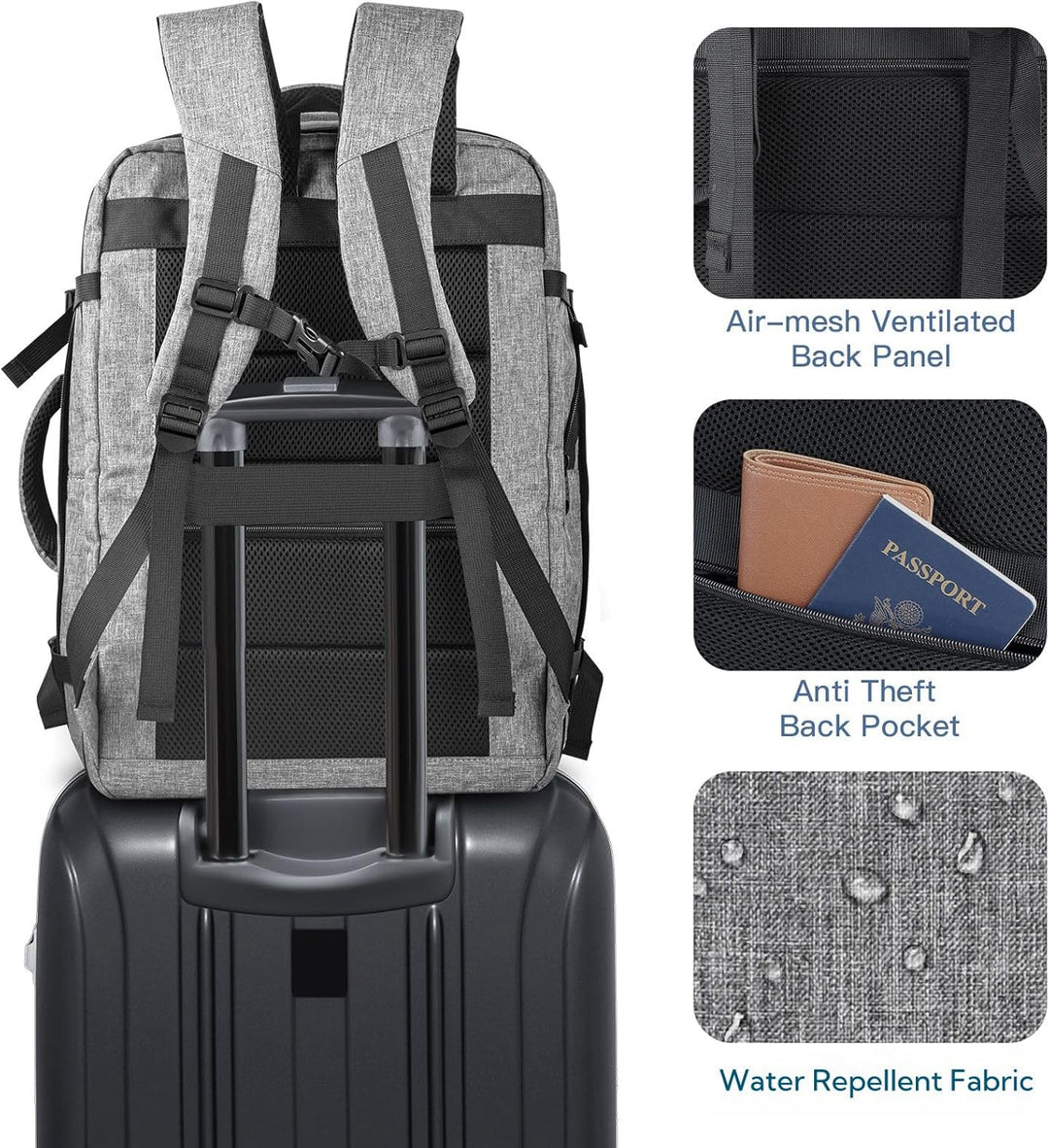 Gieury - Mochila de viaje extragrande de 50L, mochila expandible pa...