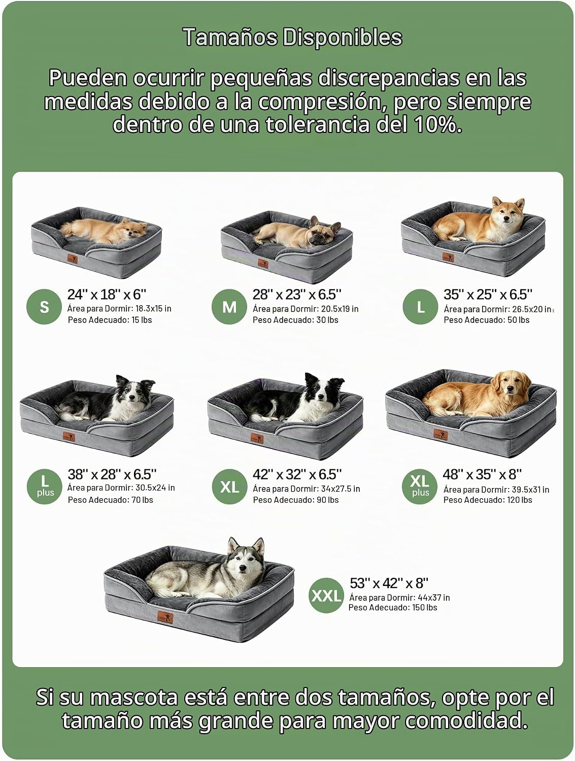 Spotted Play - Cama ortopédica para perros con laterales - Sofás para perros medianos, sofá de espuma de apoyo con funda extraíble y lavable, forro impermeable y fondo antideslizante, gris - M
