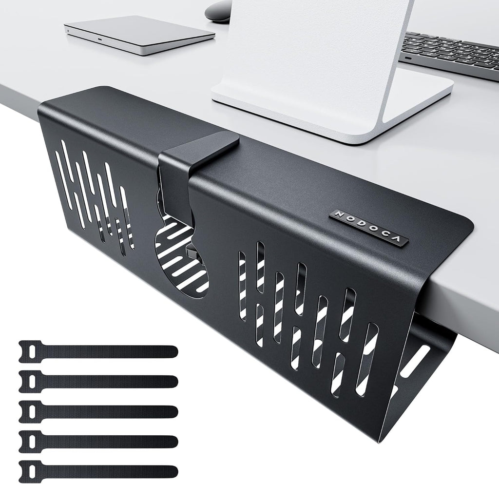 Bandeja de gestión de cables para debajo del escritorio sin perforación, gestión de cables de 14'', abrazadera sin perforaciones, bandeja de cables de metal, organizador de cables debajo del