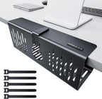 Bandeja de gestión de cables para debajo del escritorio sin perforación, gestión de cables de 14'', abrazadera sin perforaciones, bandeja de cables de metal, organizador de cables debajo del