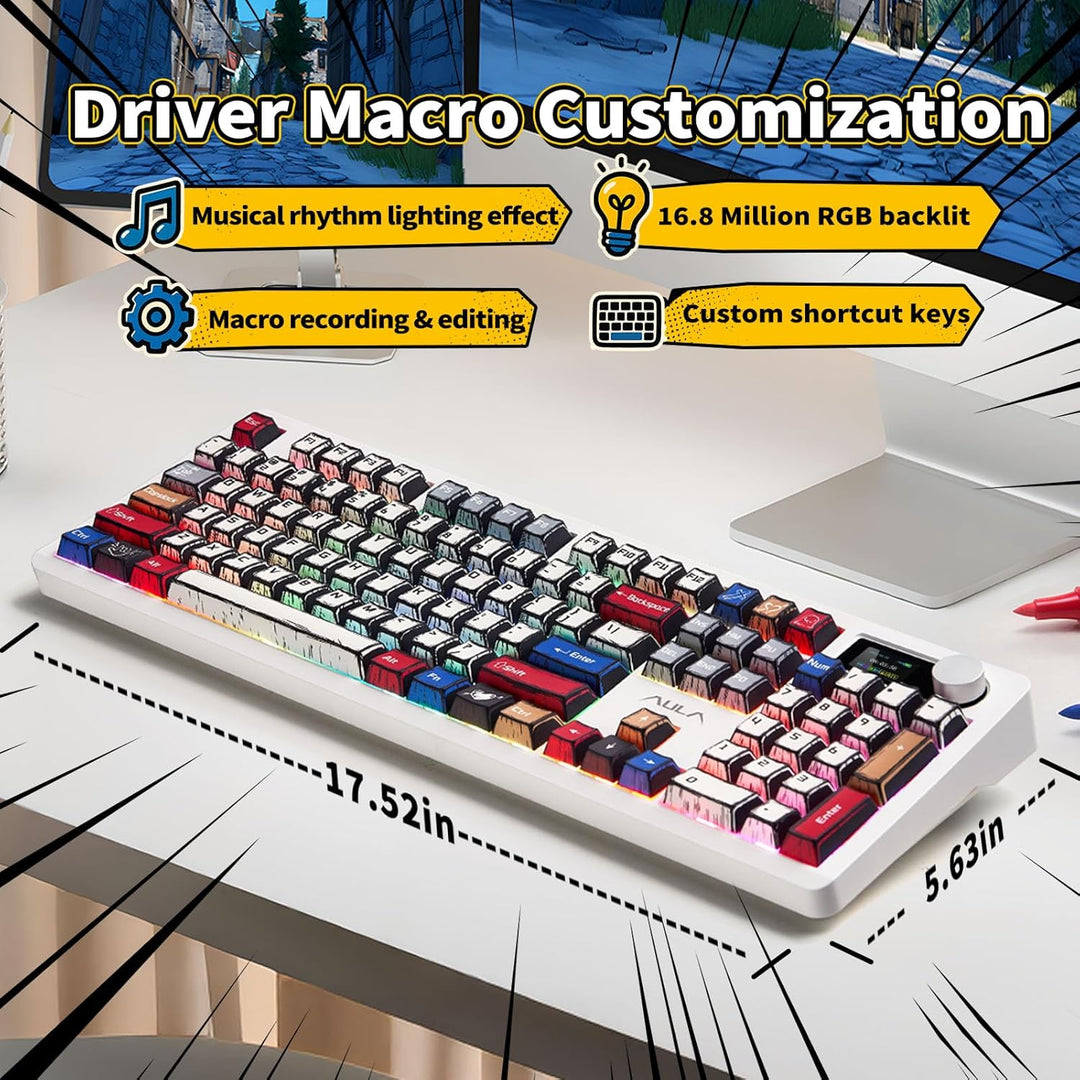 AULA Teclado Mecánico Inalámbrico F106 PRO, Teclado Gaming de Tamañ...