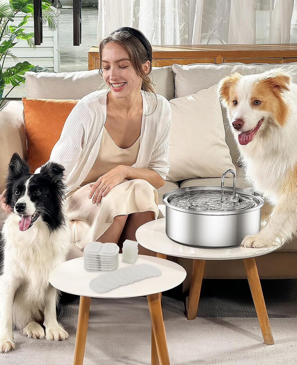 oneisall Juego de 8 Filtros de Repuesto para PWF-002 Fuente de Agua para Perros de 7L
